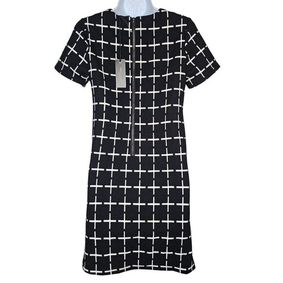 Romeo & Juliet Couture Shift Dress Black White Cross Pattern Women Small NWT - Picture 3 of 11